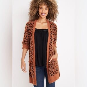 Maurice’s leopard print eyelash cardigan